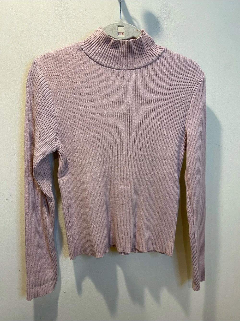 Pierre Cardin Ribbed Mock Neck Sweater in Soft Pink Fits M
